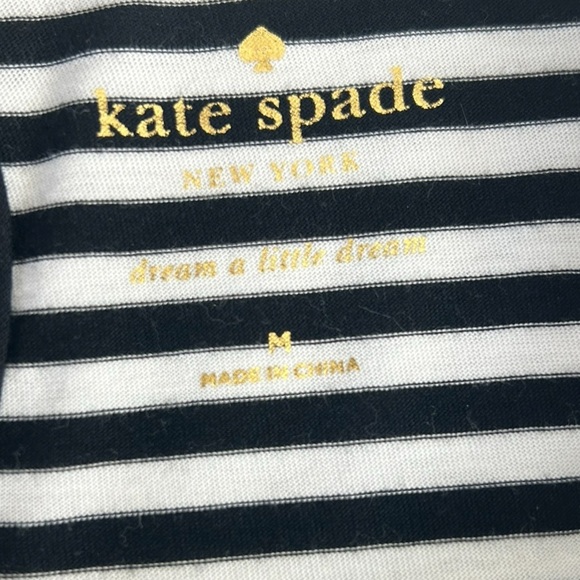 Kate Spade SZ M Black White Striped Ruffle 3/4 Sleeve Shirt Shift Tunic  Dress - Picture 4 of 10